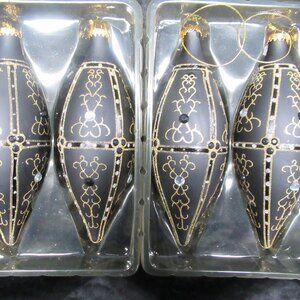 4 pc. Black and Gold Hand Decorated Glass Teardrop Ornaments